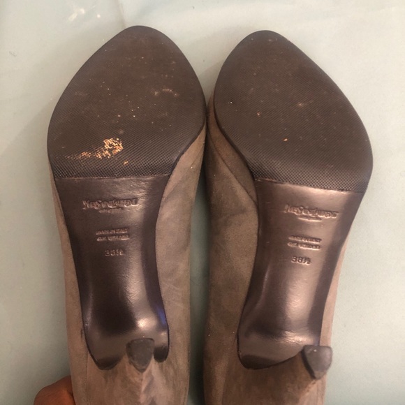 YSL Grey Suede Platform Pumps Size 38.5 - Picture 2 of 7